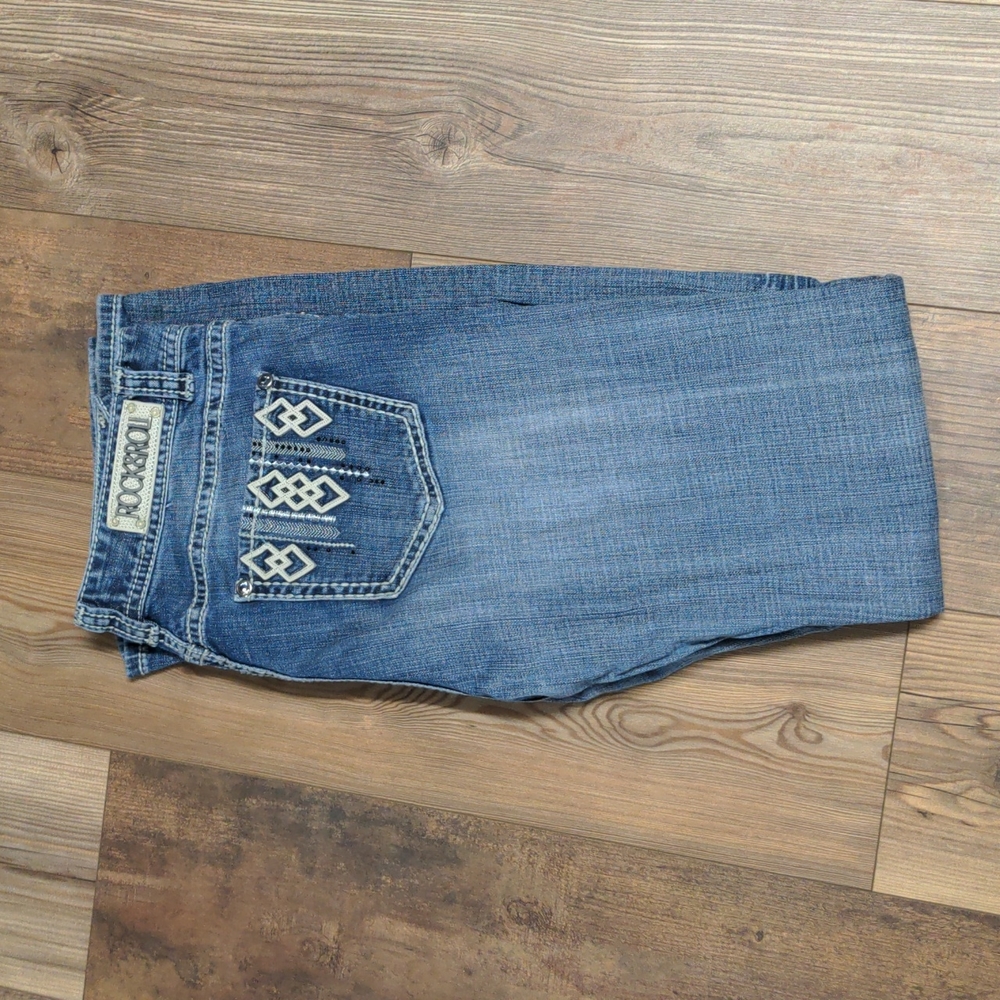 Rock & Roll Cowgirl Blue Boot Cut Jeans 33 x 36